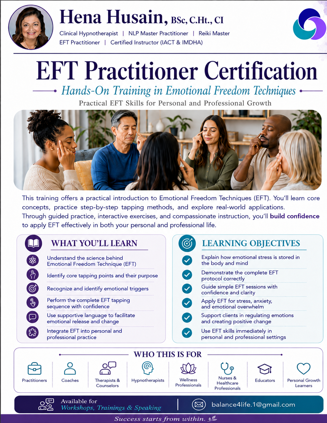 One-pager for EFT Practitioner Certification